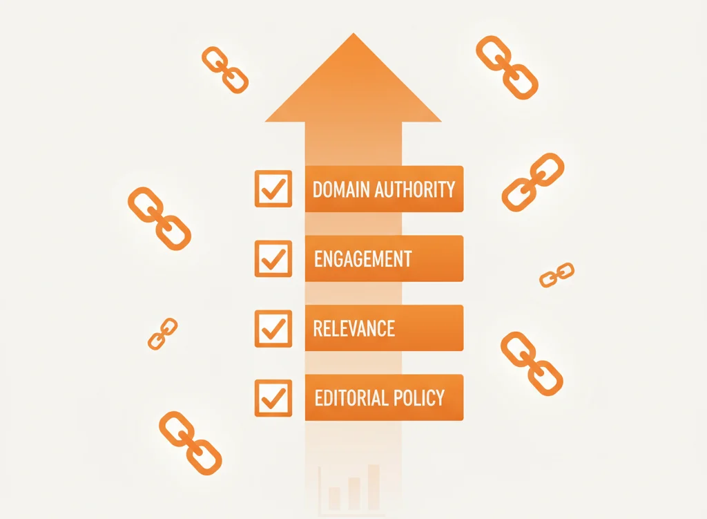 Checklist of identifying high-quality websites for dofollow guest posts.