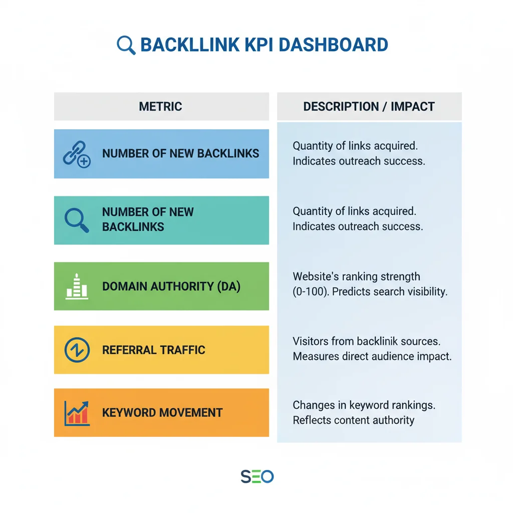 SEO backlink performance tracking metrics