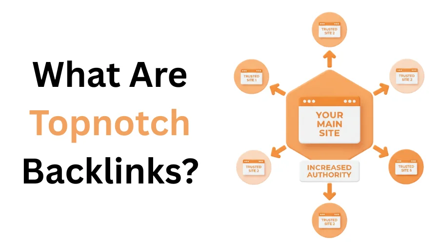 Diagram showing websites linking to a central site representing topnotch backlinks
