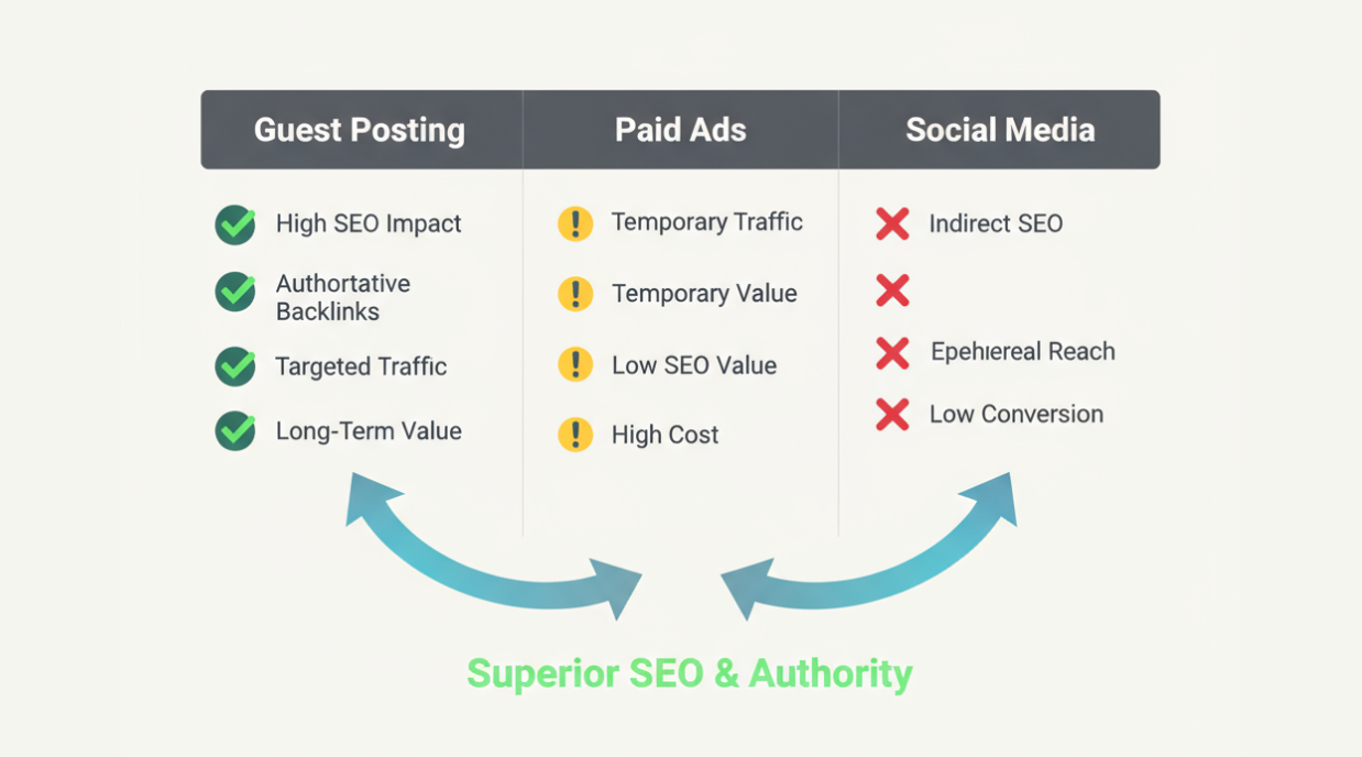 Comparison of guest posting with other marketing strategies