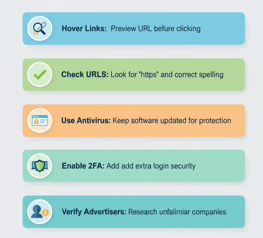 Safety checklist before clicking sponsored links