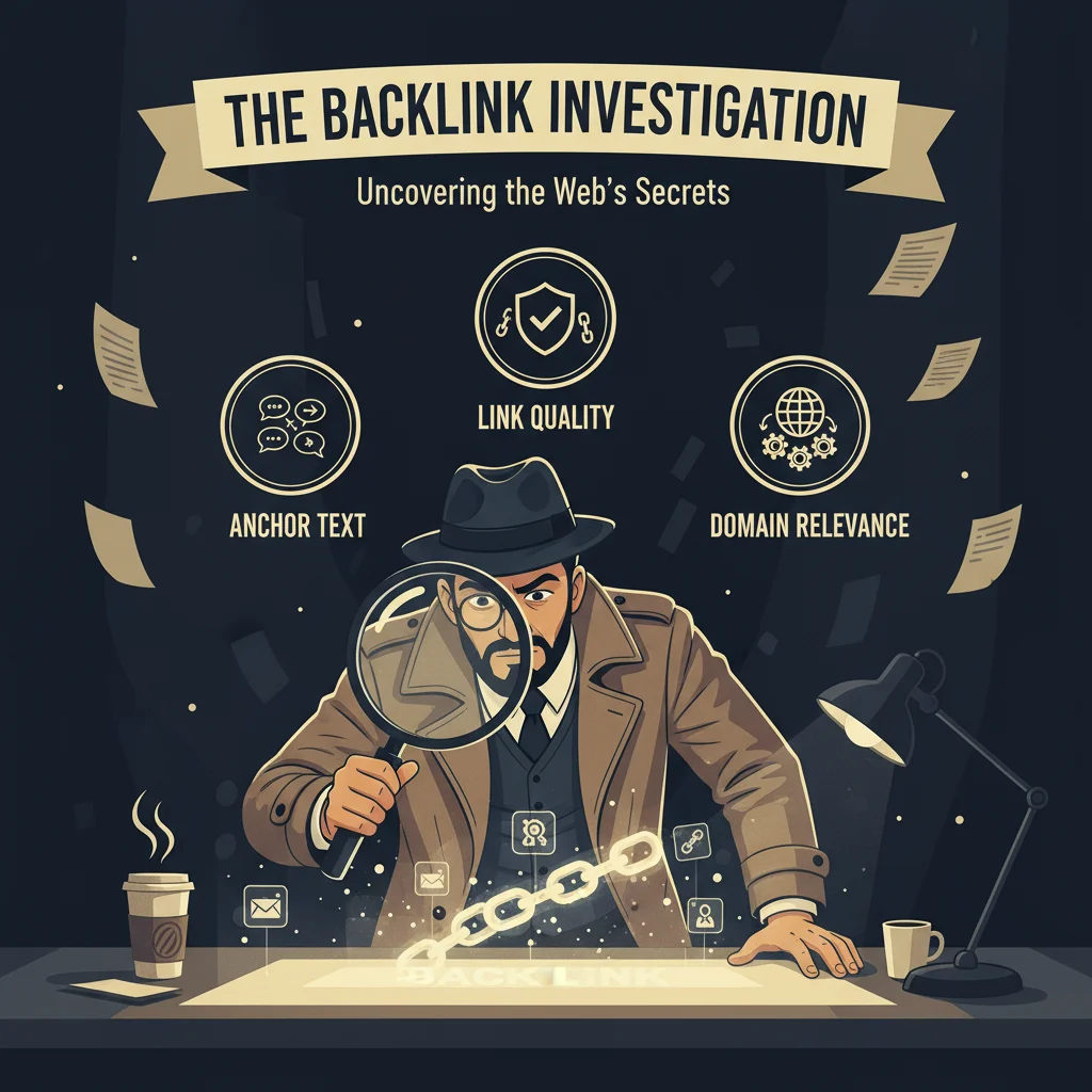Infographic illustrating manual analysis of competitor backlinks