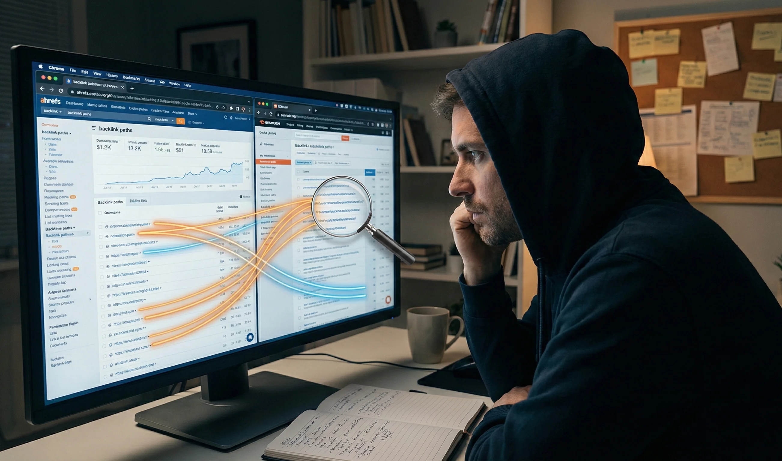 Analyzing competitor backlinks to find link opportunities.