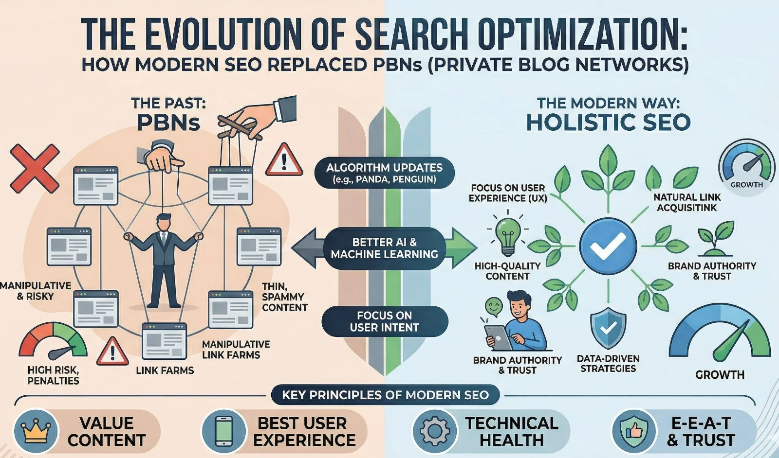 infoghraphic image on this topic How Modern SEO Quietly Replaced PBNs