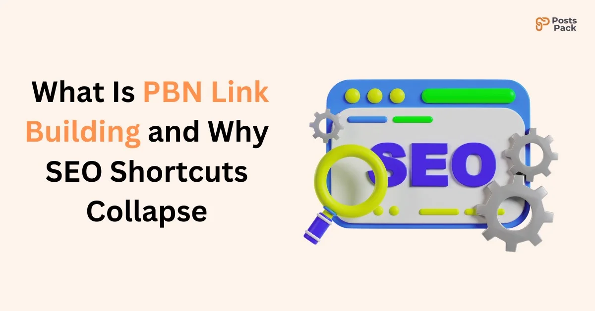 pbn link building concept explaining seo shortcuts collapse with search engine optimization illustration