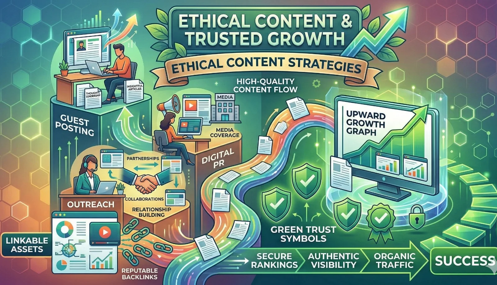 Infographic showing safe SEO strategies instead of PBN sites.