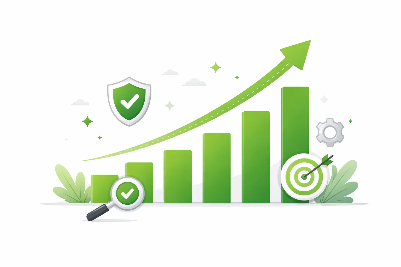 Graph showing slow and steady domain authority growth through safe SEO practices